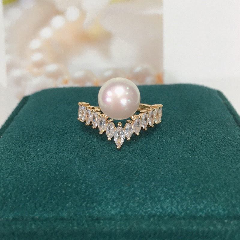 Crown Zircon Freshwater Pearl Ring