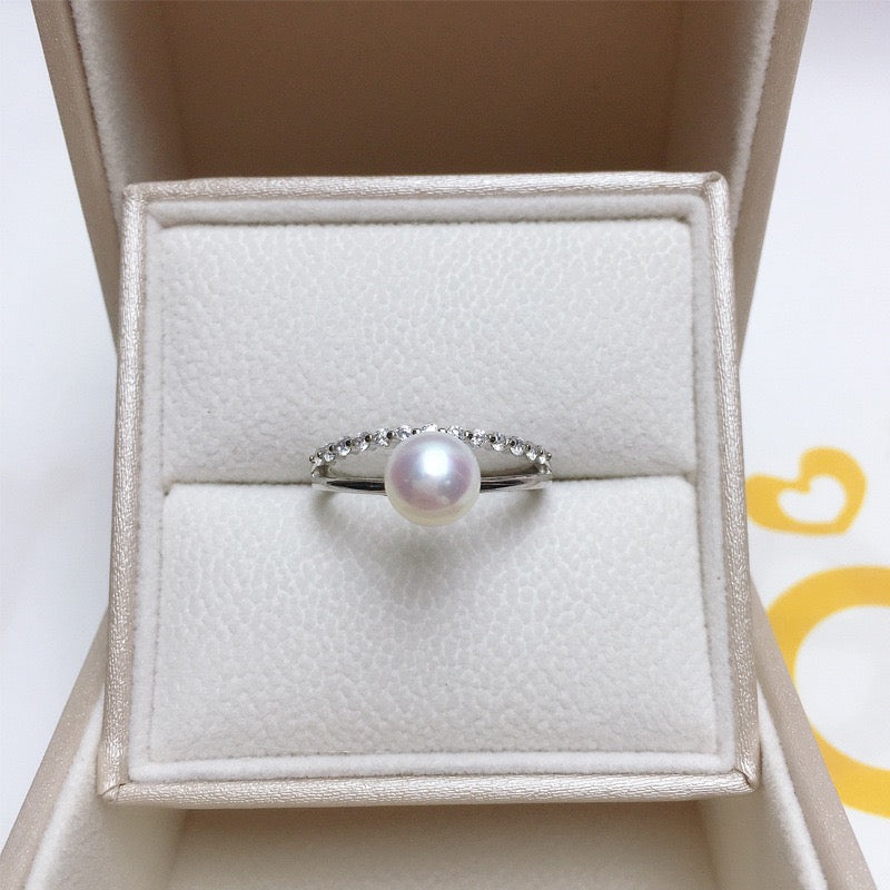 2 in 1 Stacking Ring Zircon and Freshwater Pearl Ring