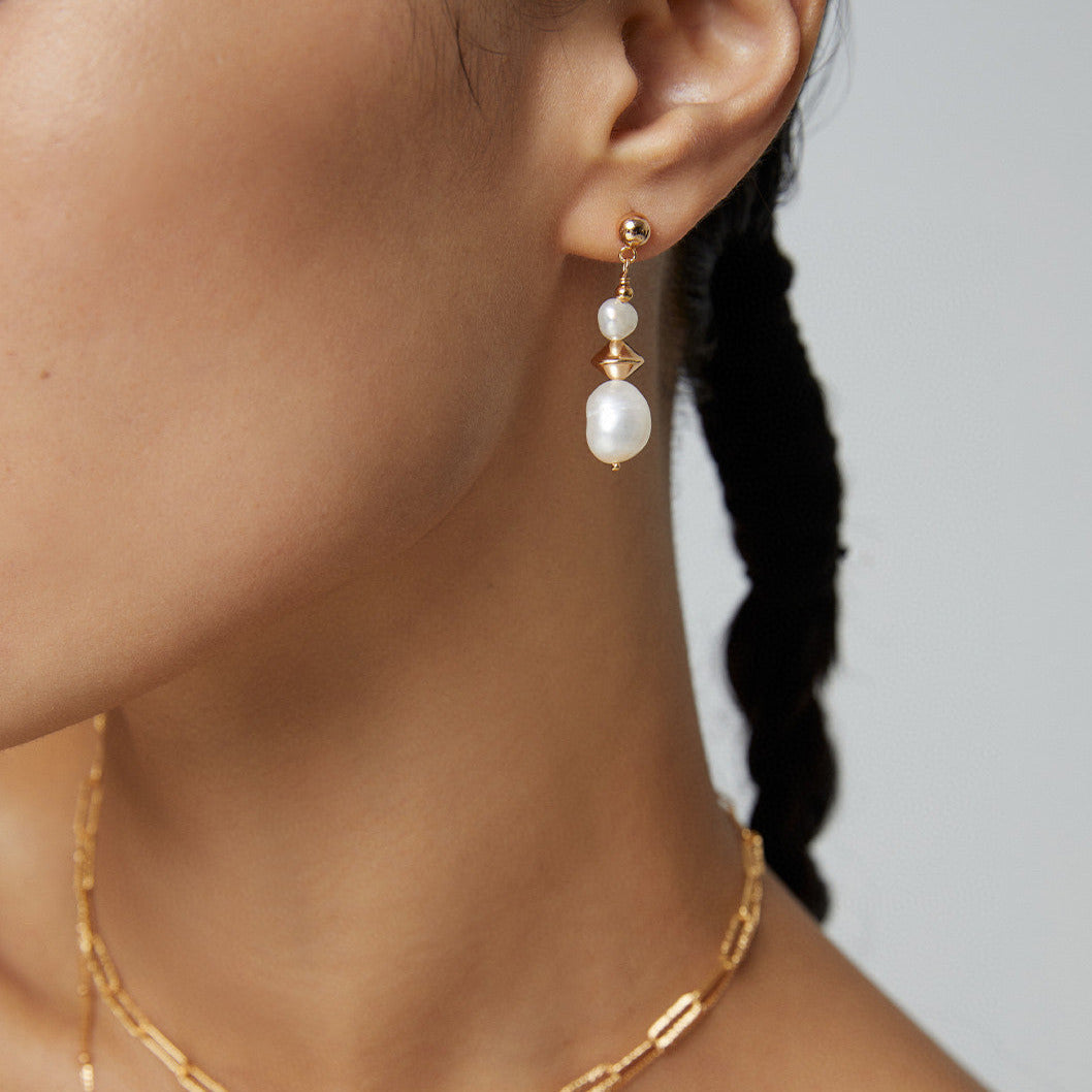 Potato Baroque Pearl-18kGold on Silver