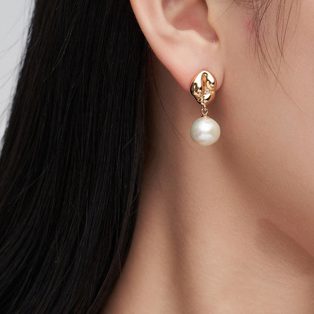 Playful Stud Earrings with zircon -18k Gold on Silver