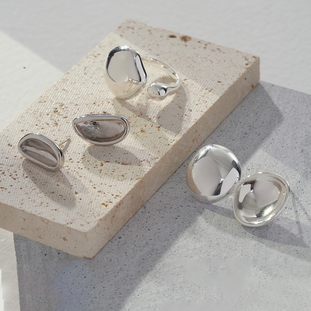 Bold Asymmetric Earrings-18kGold on Silver