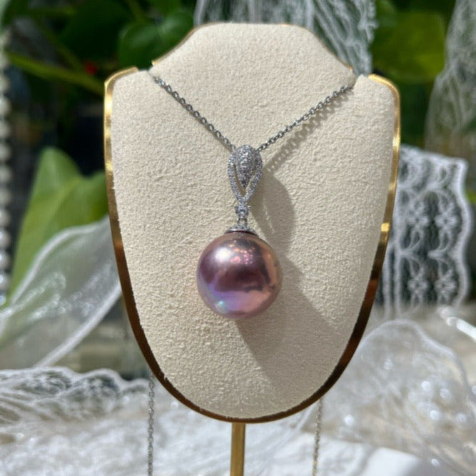 Rainbow Luster Purple AAA 14-15mm Baroque Pearl Necklace