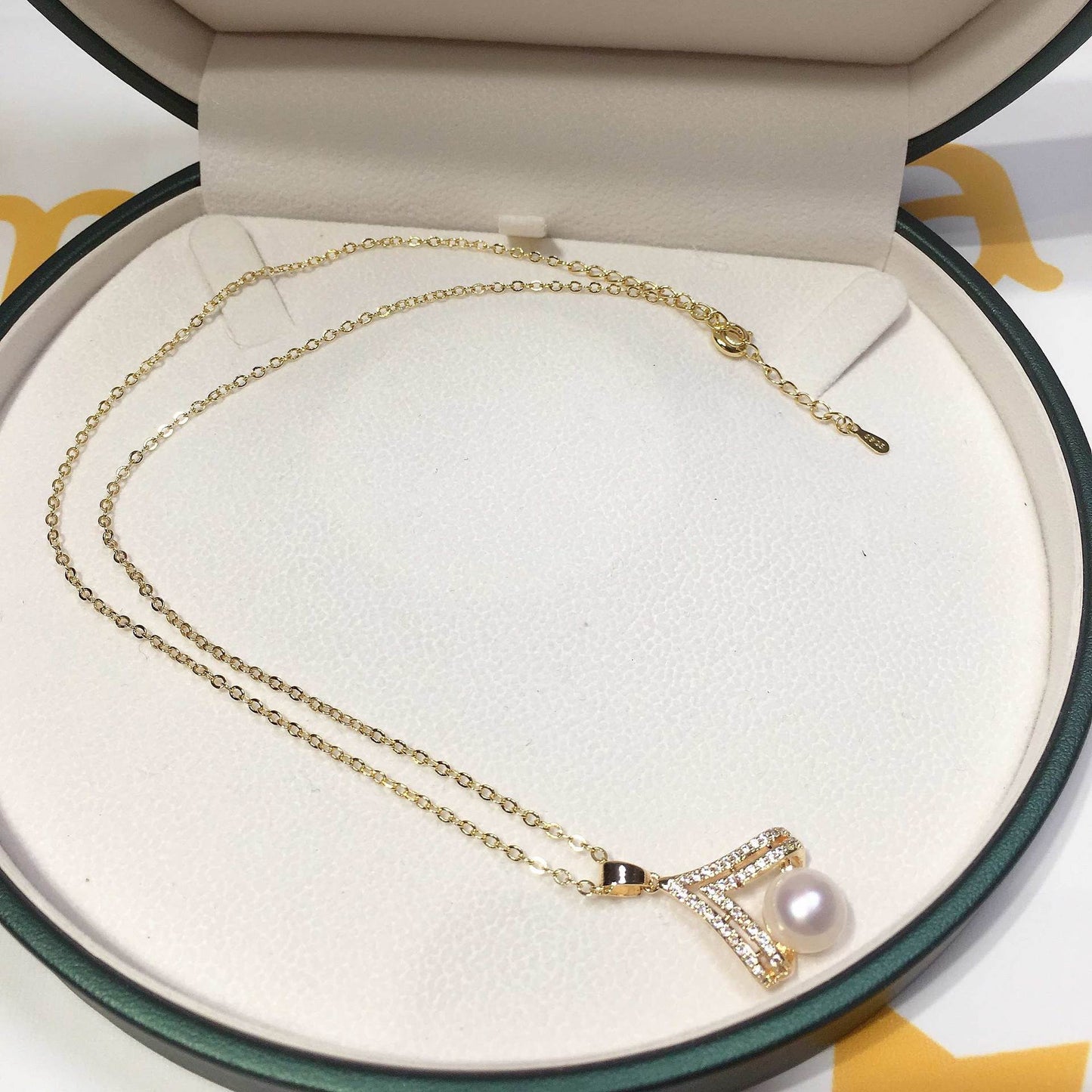 Geometric Triangle Crown Freshwater Pearl Necklace