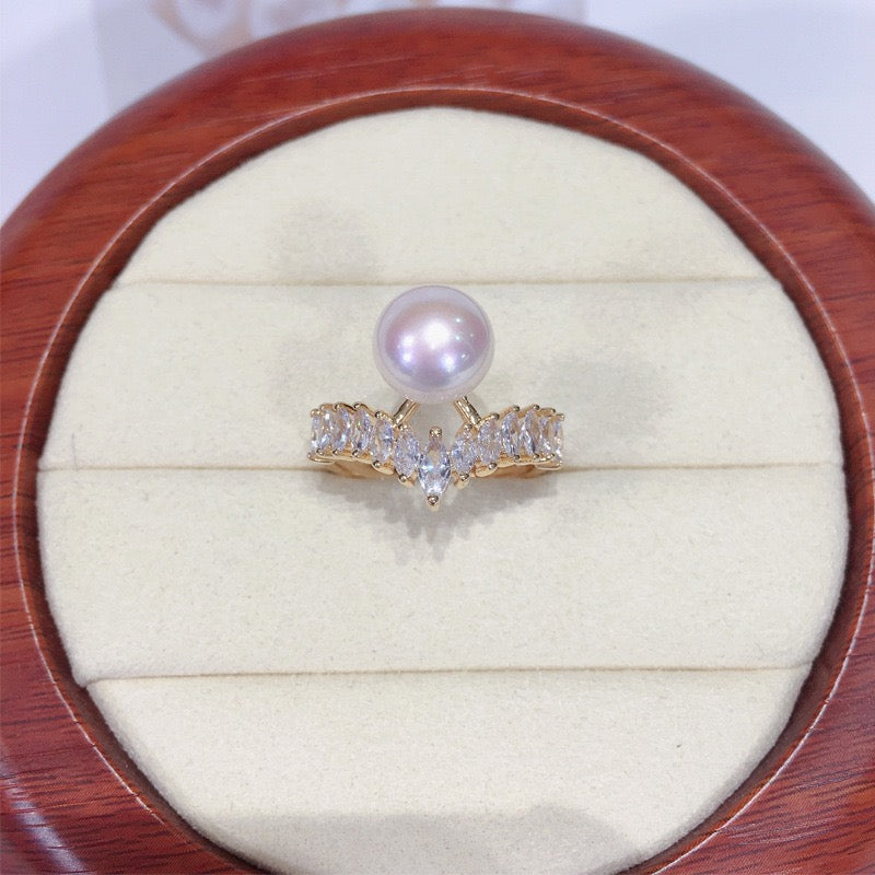 Crown Zircon Freshwater Pearl Ring