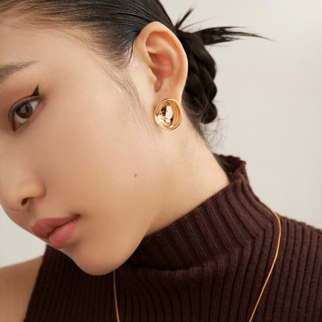 Bold Asymmetric Earrings-18kGold on Silver