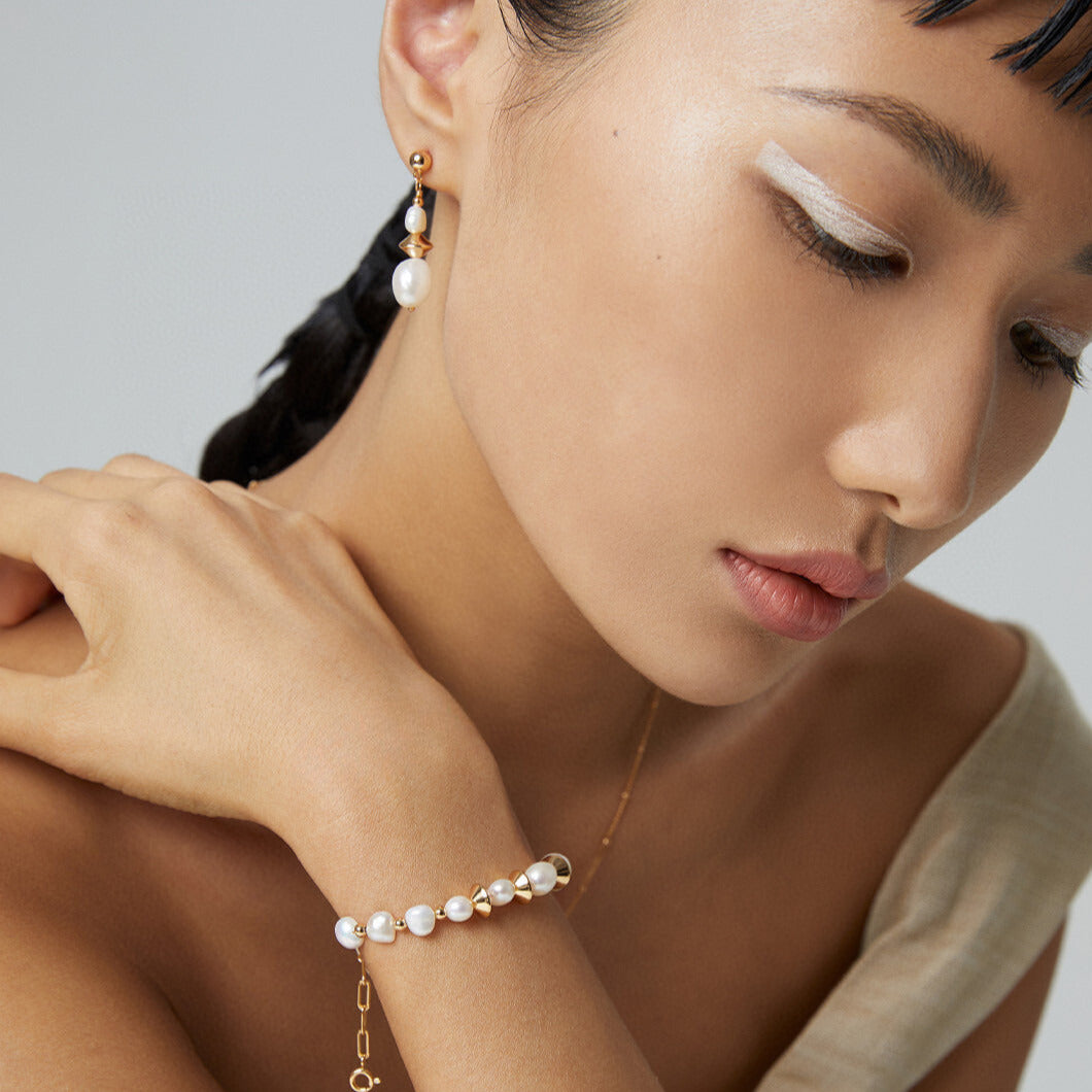 Potato Baroque Pearl-18kGold on Silver