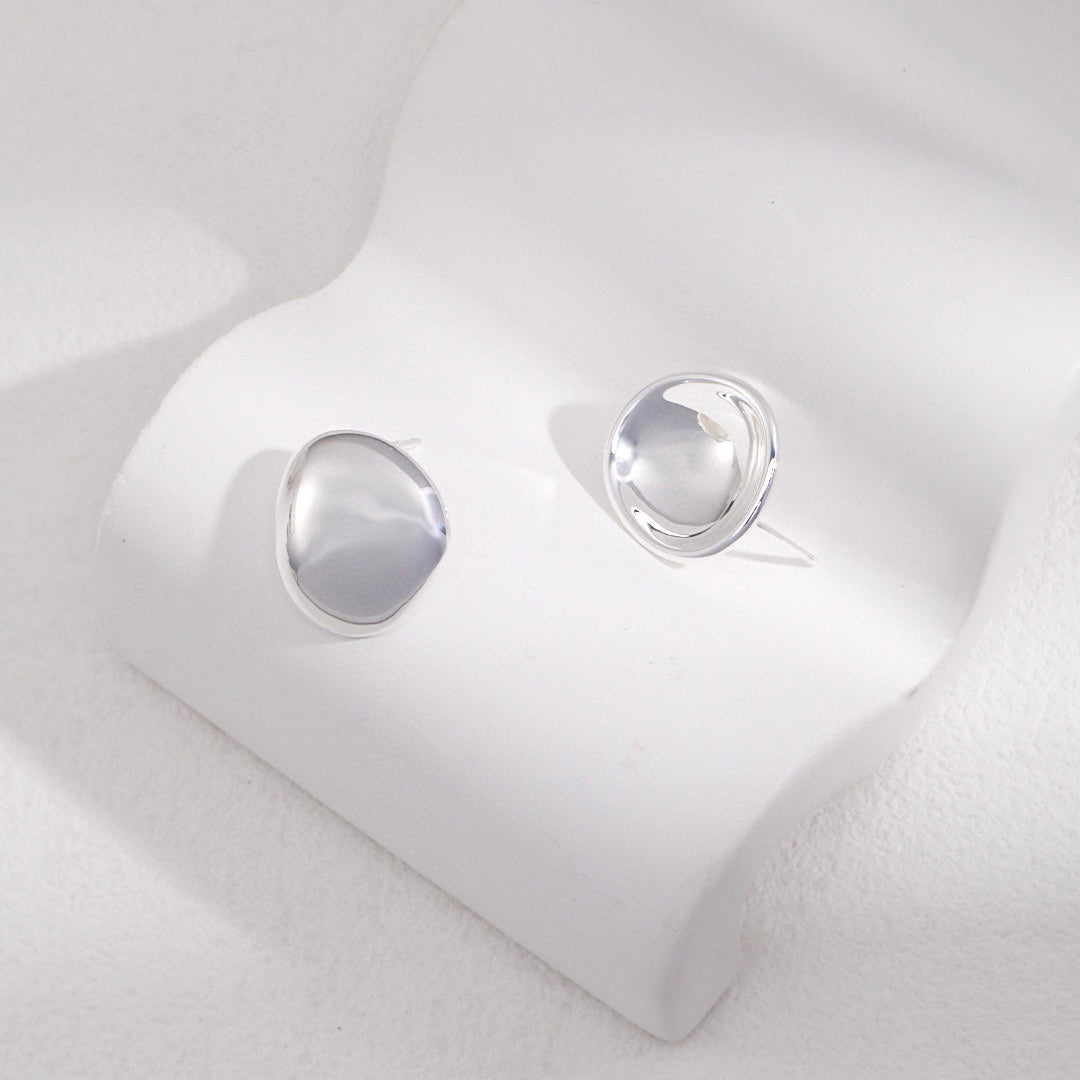 Bold Asymmetric Earrings-18kGold on Silver