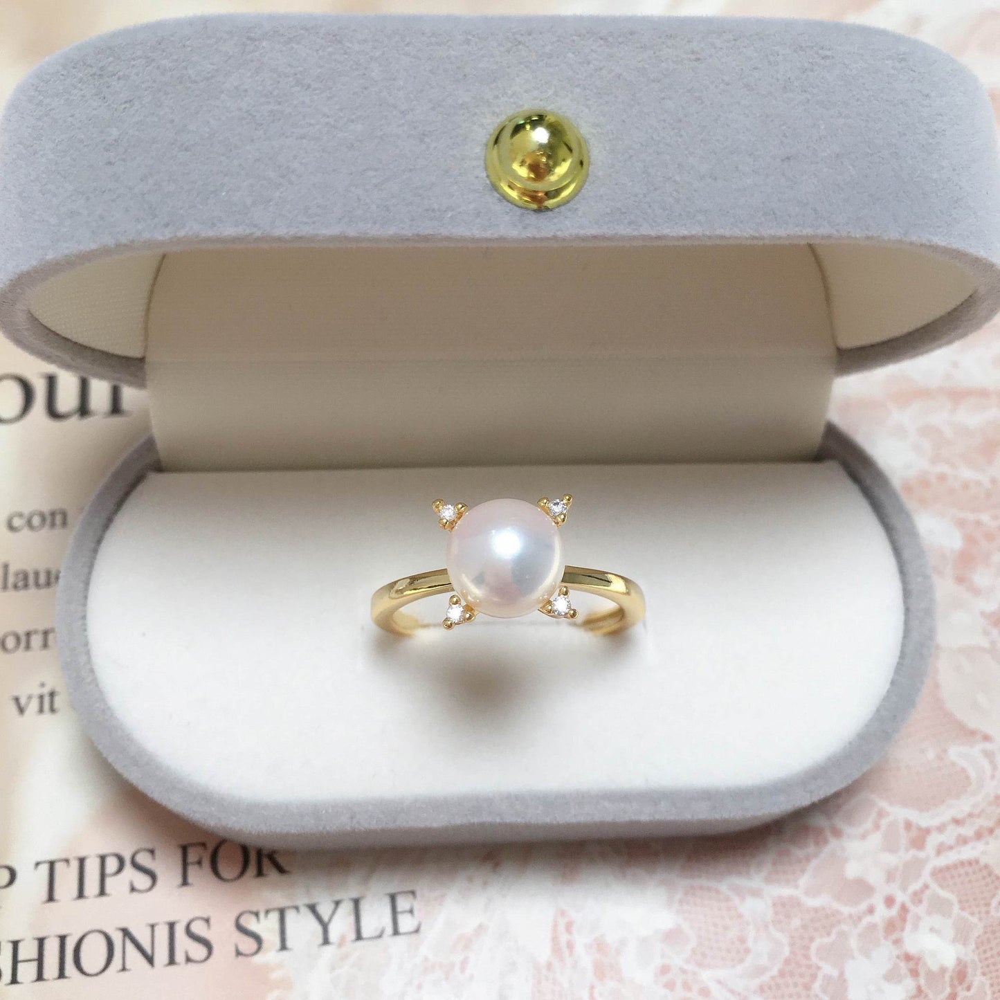 Classic 4 Prongs High Luster Freshwater Pearl Ring