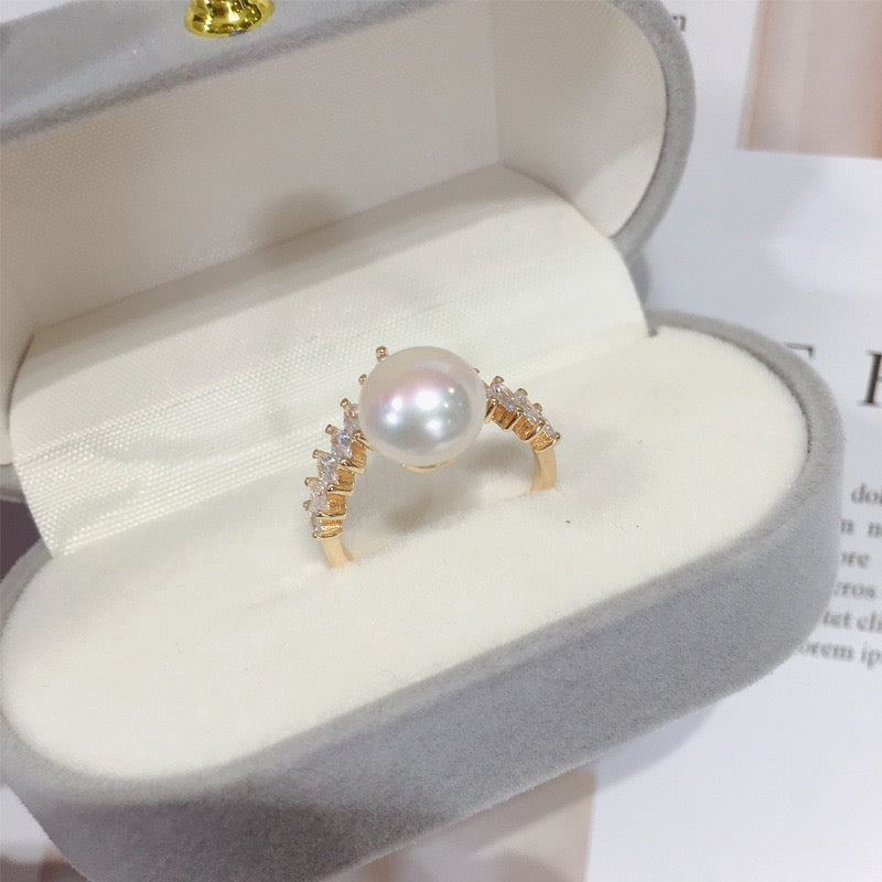 Crown Zircon Freshwater Pearl Ring