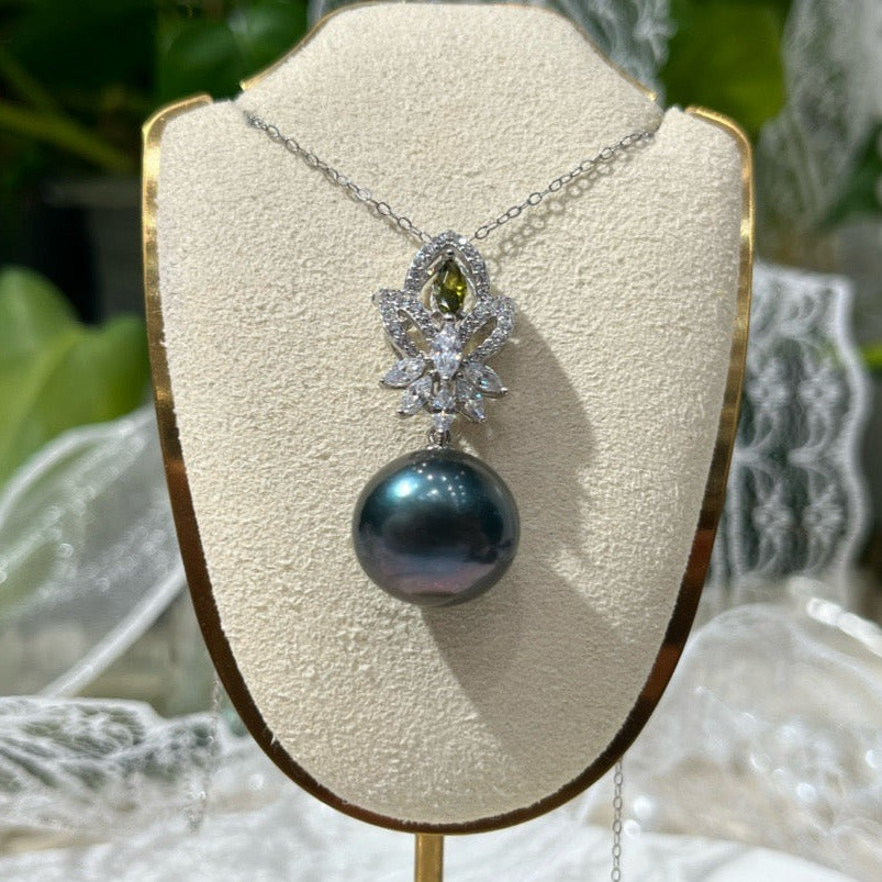 AAA 13-14mm Natural Black Pearl Luxurious Necklace