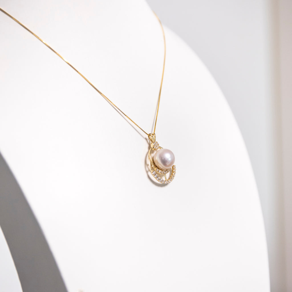 Special Double-Layered Zircon Halo Pearl Necklace