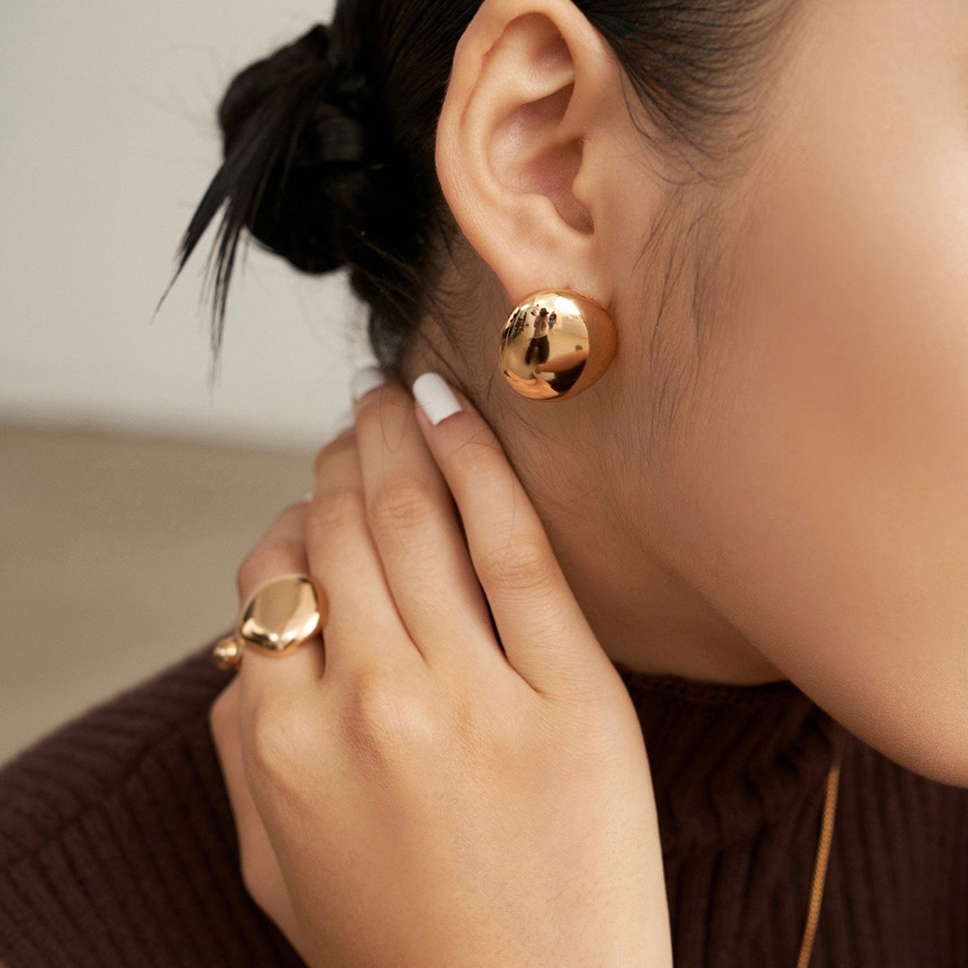 Bold Asymmetric Earrings-18kGold on Silver