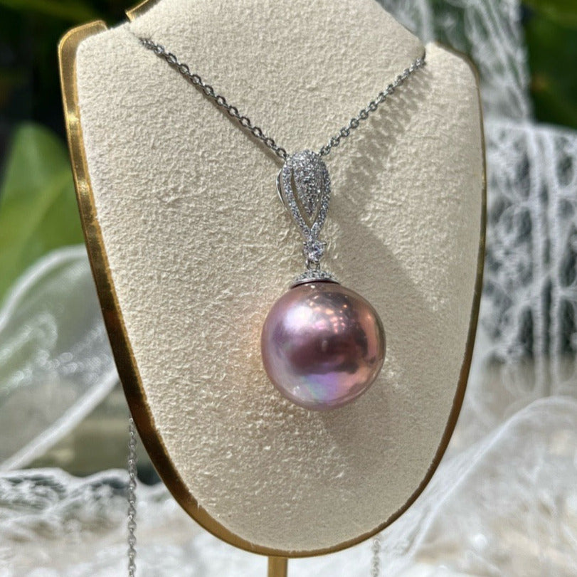 Rainbow Luster Purple AAA 14-15mm Baroque Pearl Necklace