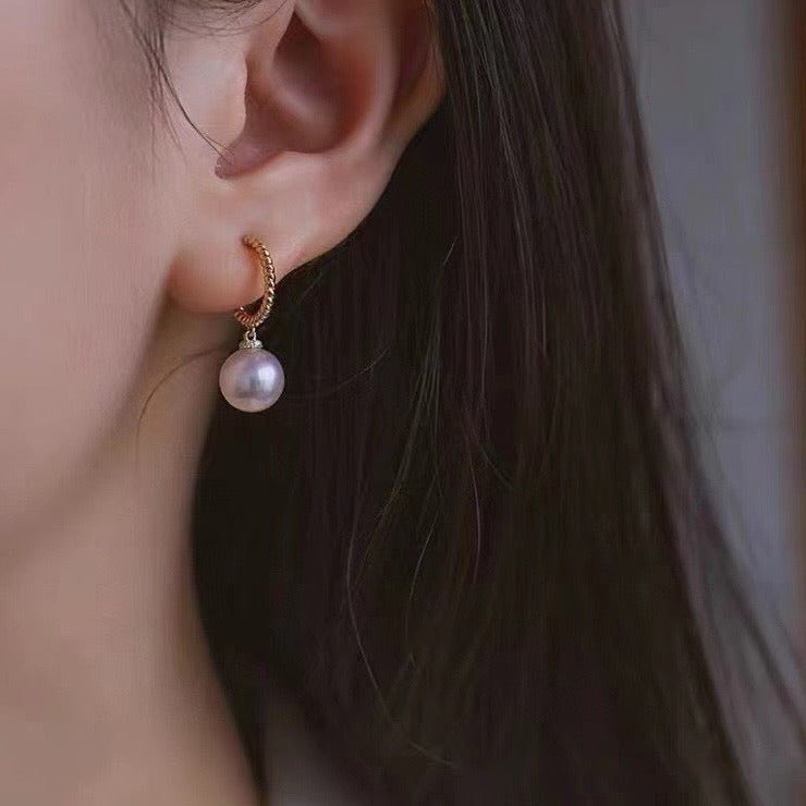 Classic Tiwsted Circle Pearl Earrings