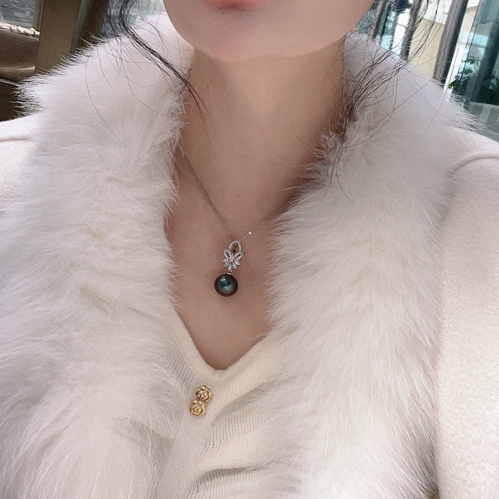 AAA 13-14mm Natural Black Pearl Luxurious Necklace