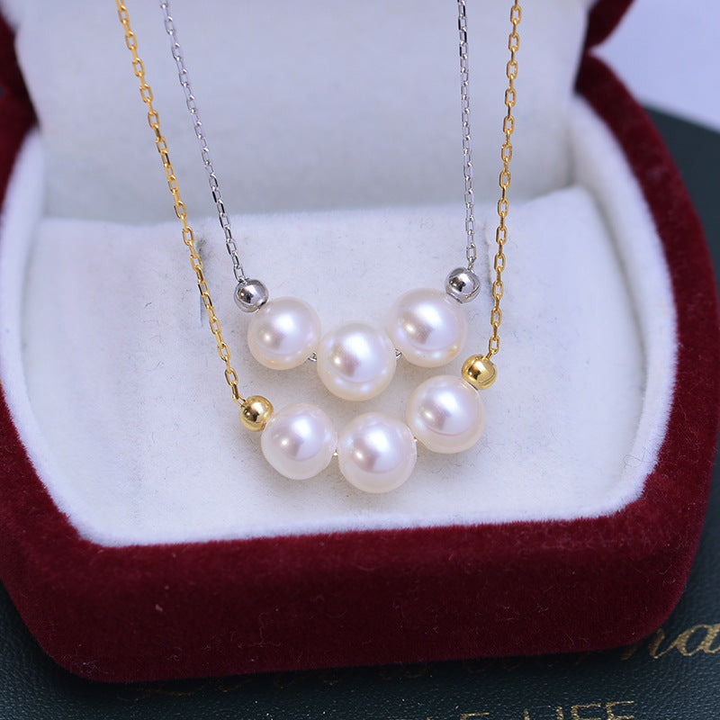 Smile Three 7mm Freshwater Pearl Necklace