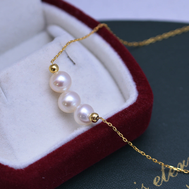 Smile Three 7mm Freshwater Pearl Necklace
