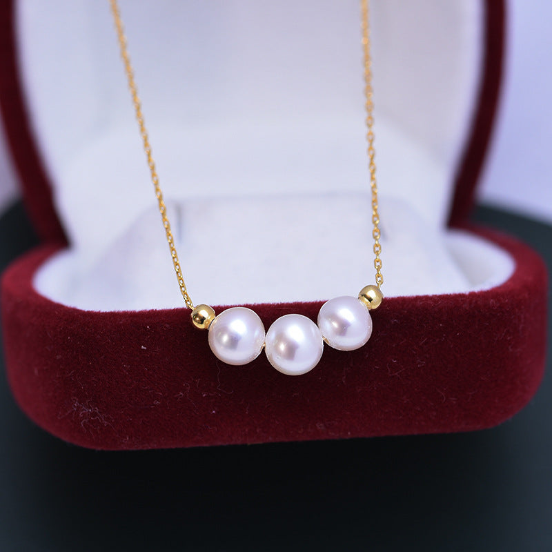 Smile Three 7mm Freshwater Pearl Necklace