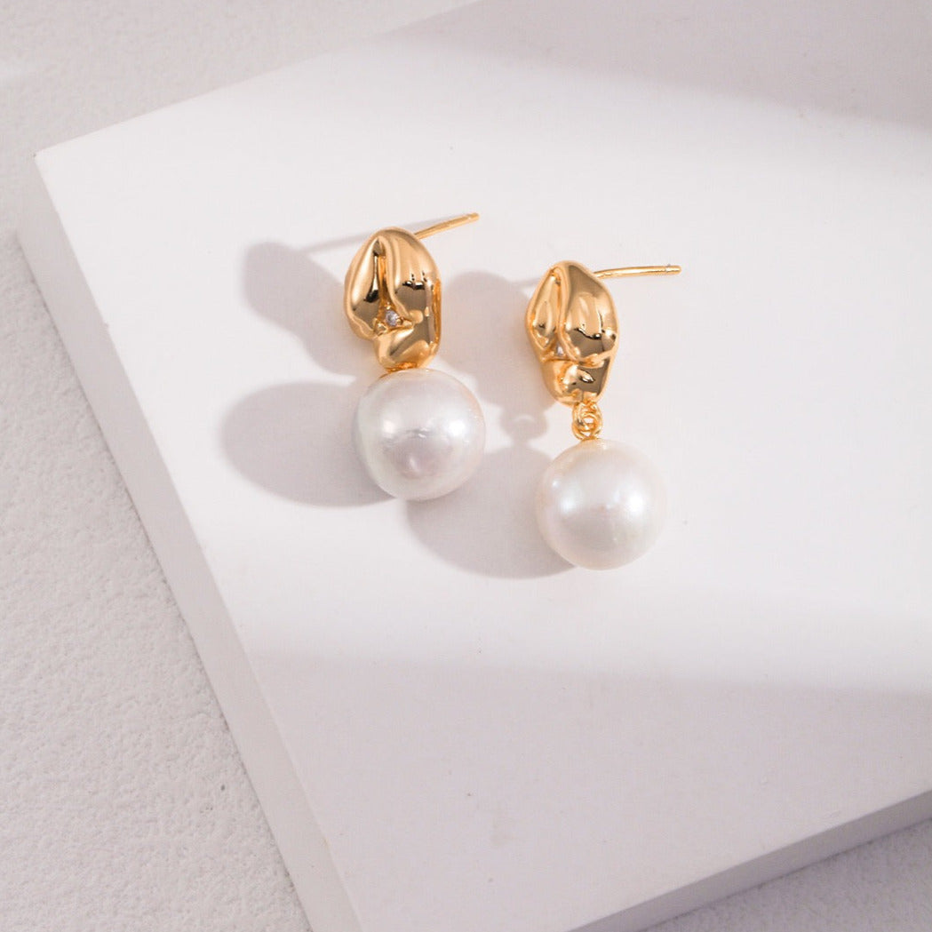 Playful Stud Earrings with zircon -18k Gold on Silver
