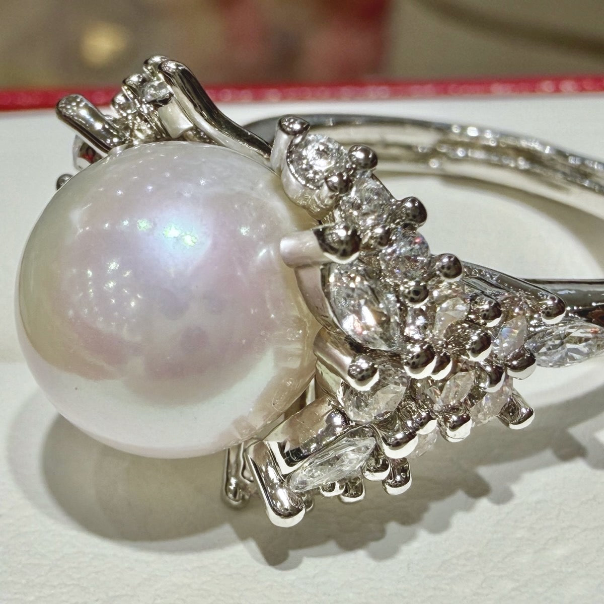 Silver Crown Freshwater Pearl Ring, 11–12mm featuring 11–12mm white freshwater pearl
