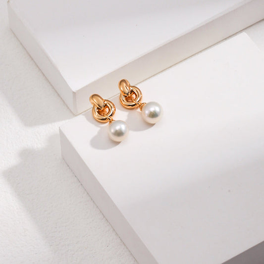 Interconnection Earings -18kGold Silver