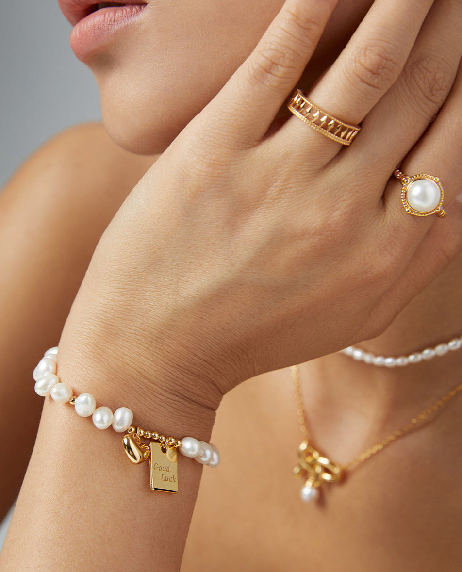 Good Luck Baroque Pearl Bracklet -18k Gold on Silver