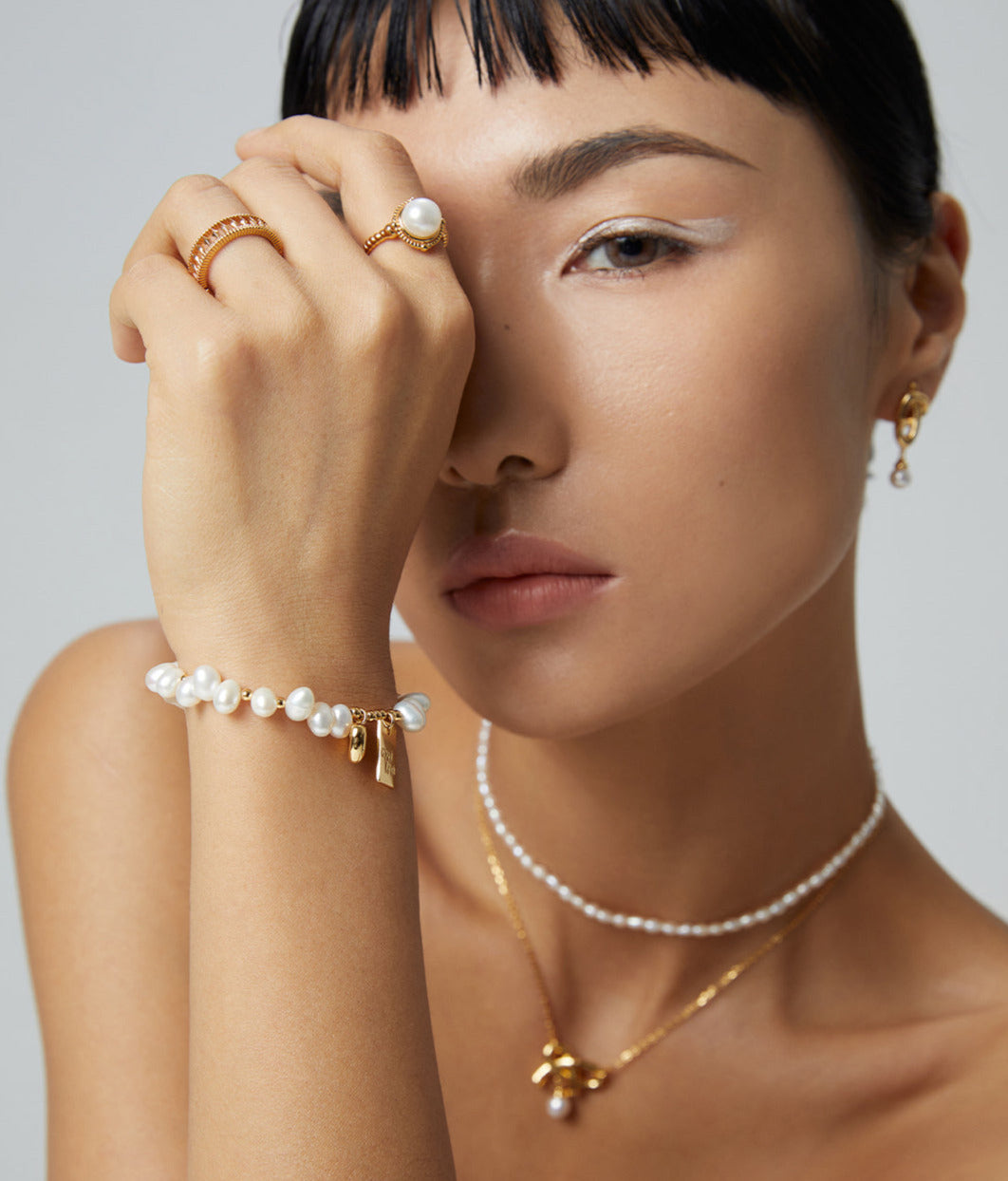 Good Luck Baroque Pearl Bracklet -18k Gold on Silver