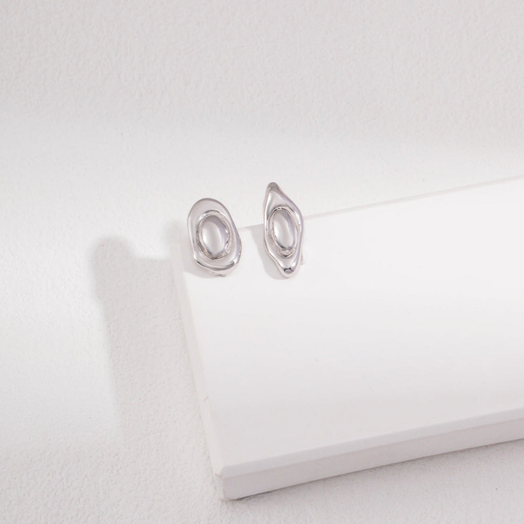 Mini Asymmetric Geometric Stud Earrings-18kGold on Silver