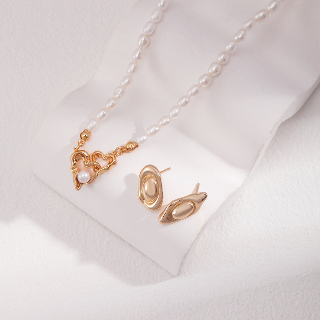 Mini Asymmetric Geometric Stud Earrings-18kGold on Silver