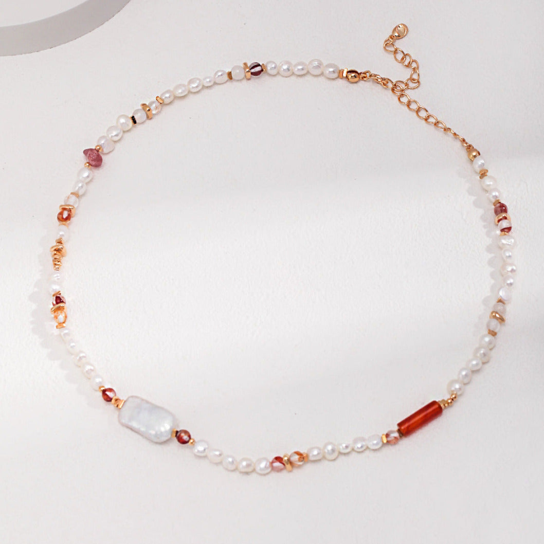 Strawberry Crystal Baroque Pearl Chocker