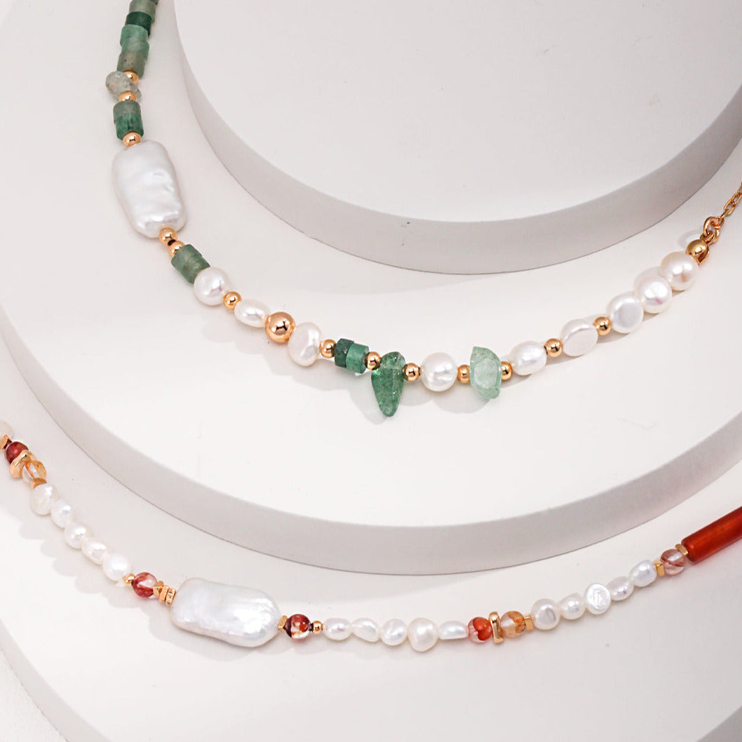 Strawberry Crystal Baroque Pearl Chocker