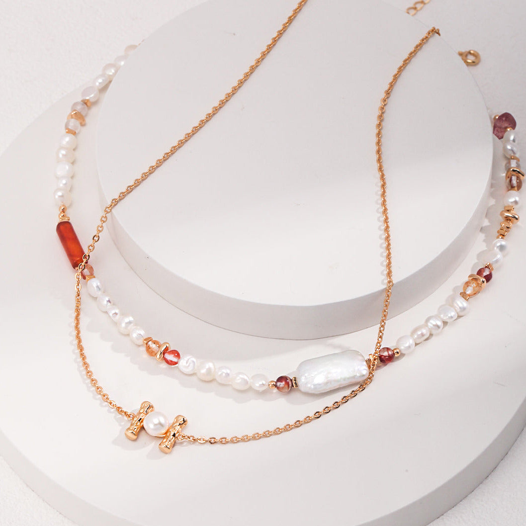 Strawberry Crystal Baroque Pearl Chocker