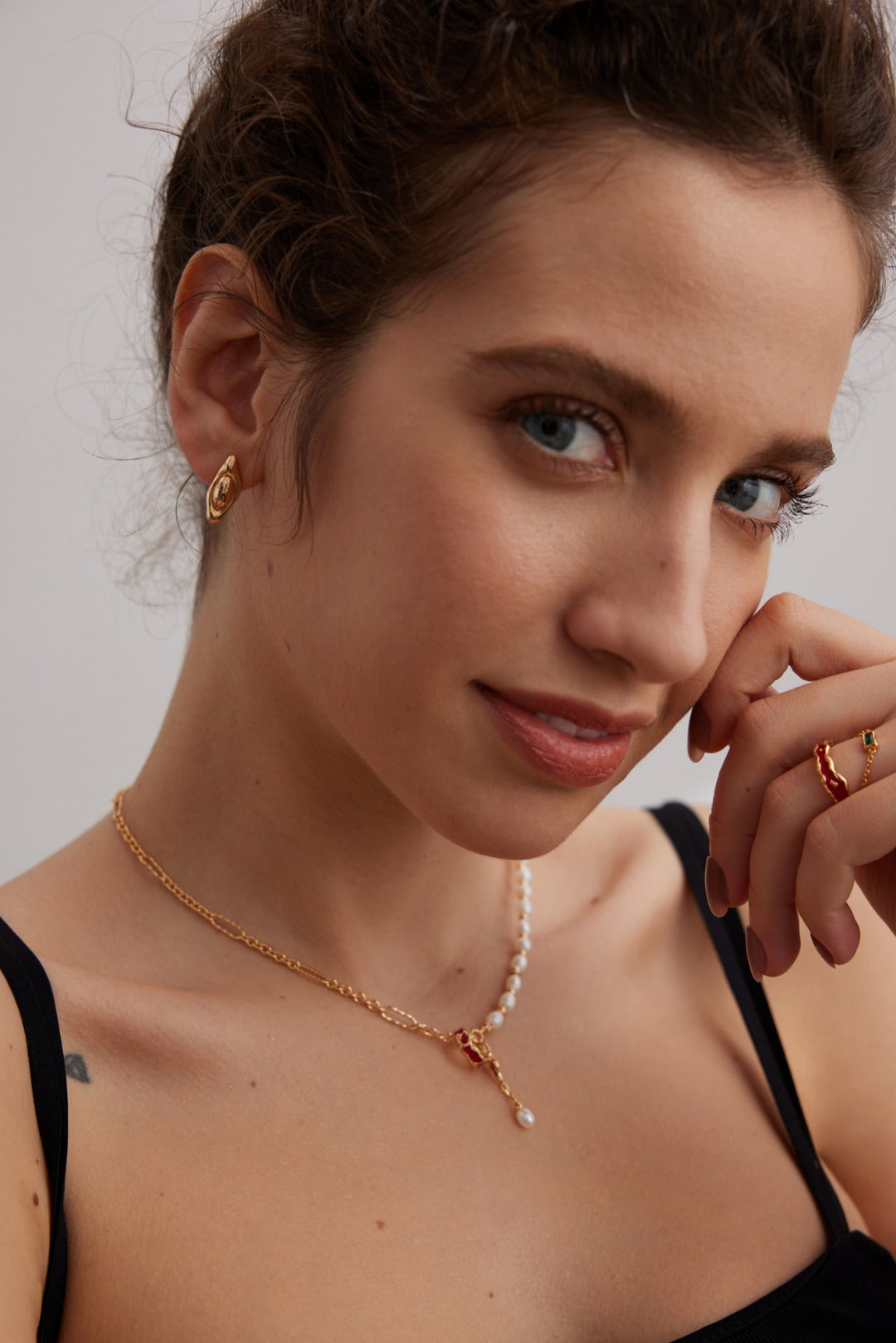 Mini Asymmetric Geometric Stud Earrings-18kGold on Silver