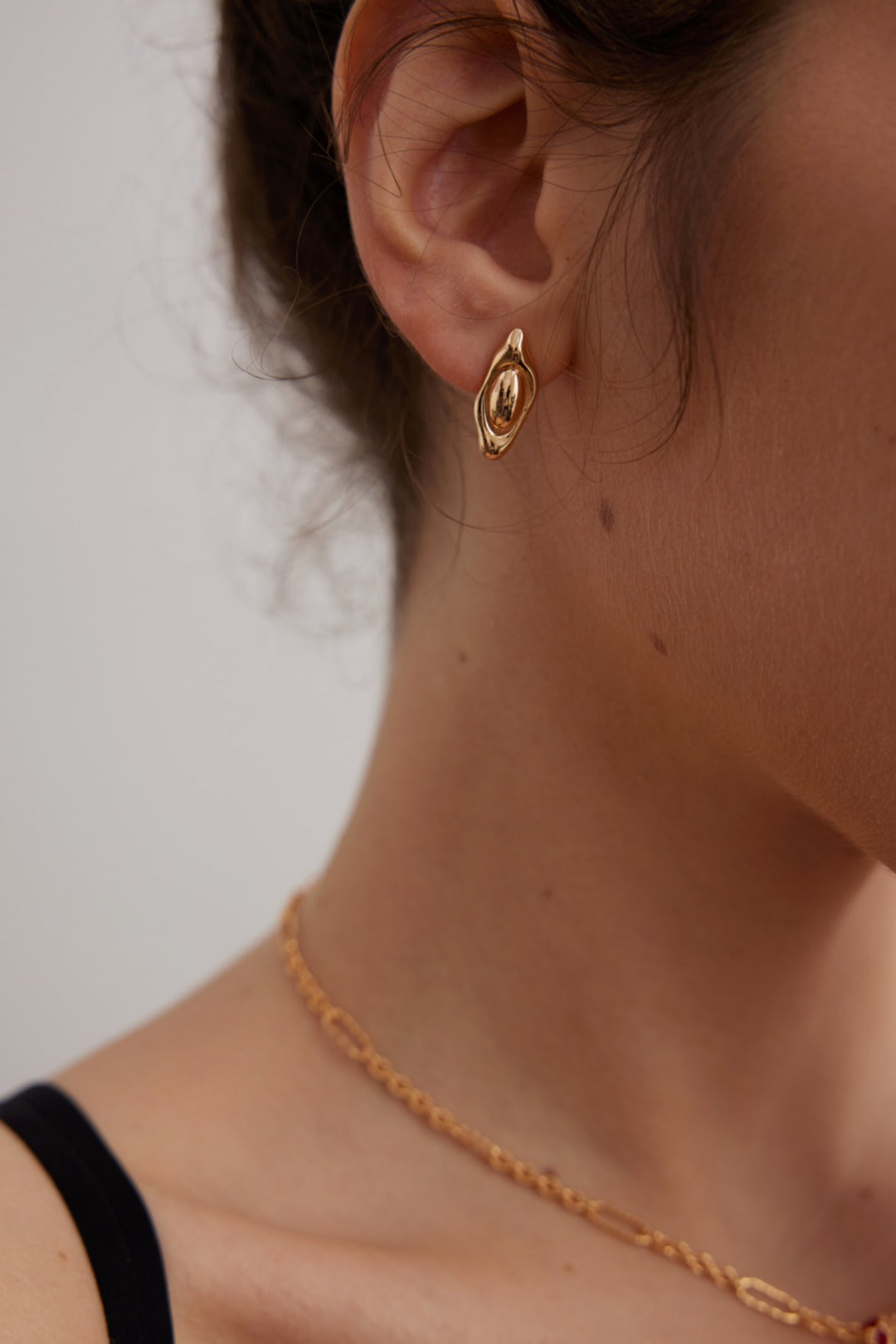 Mini Asymmetric Geometric Stud Earrings-18kGold on Silver