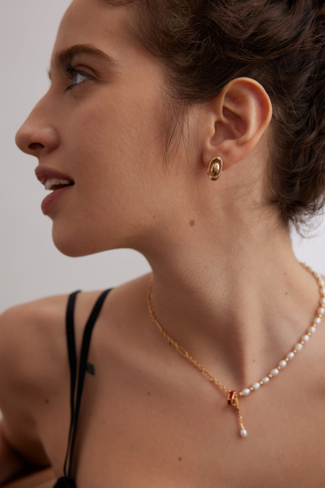 Mini Asymmetric Geometric Stud Earrings-18kGold on Silver