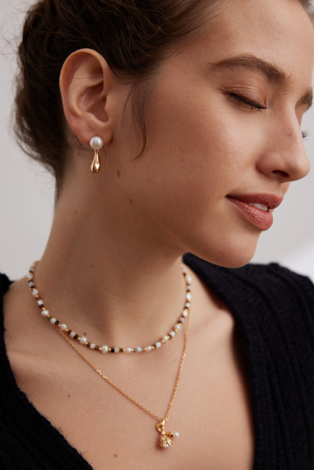 Water Drop Pearl Earring- 18k gold on silver