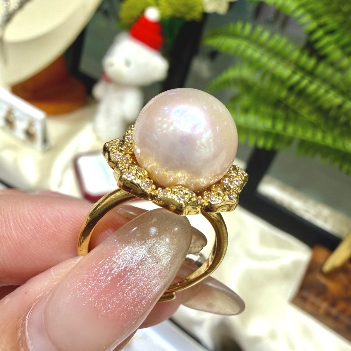 Pink Freshwater Pearl Statement Ring,, 13–14mm featuring 13–14mm pink freshwater pearl