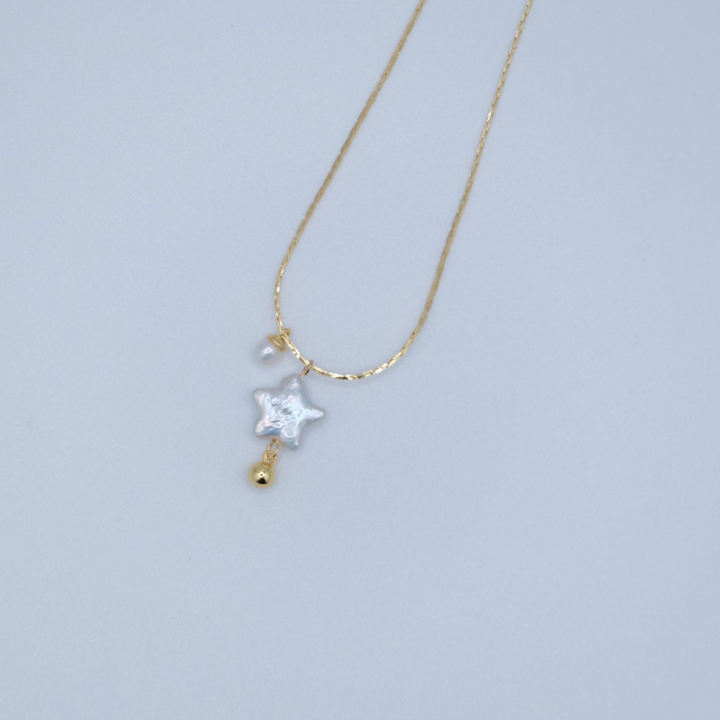 Star Shape Pearl Necklace 18k gold-filled Chain