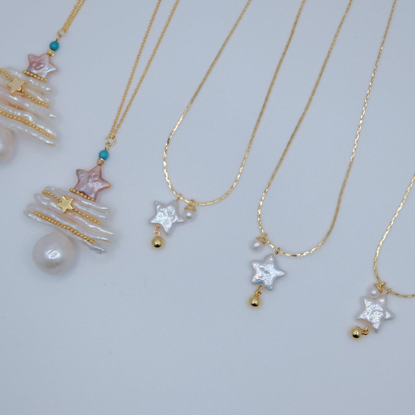 Star Shape Pearl Necklace 18k gold-filled Chain