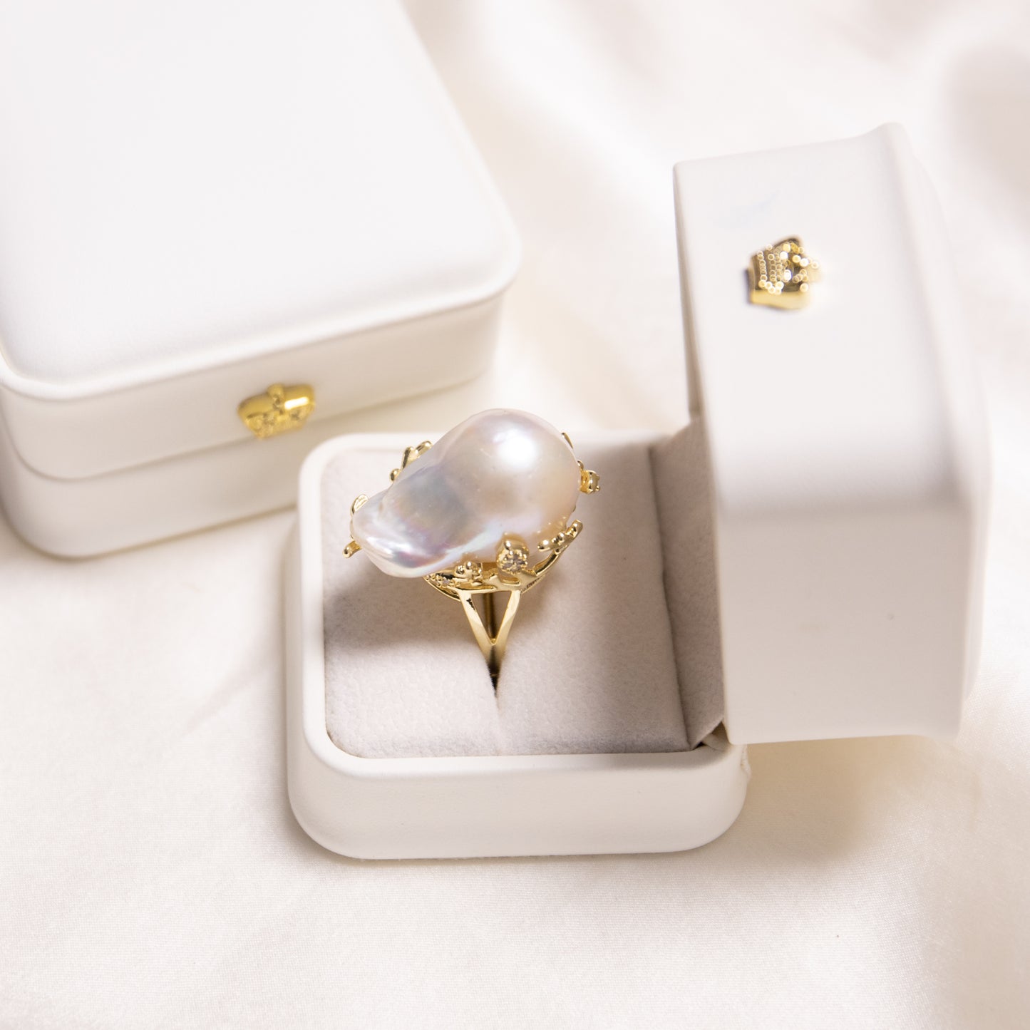 Oversized Baroque Pearl Ring on 14k Gold Vermeil Band