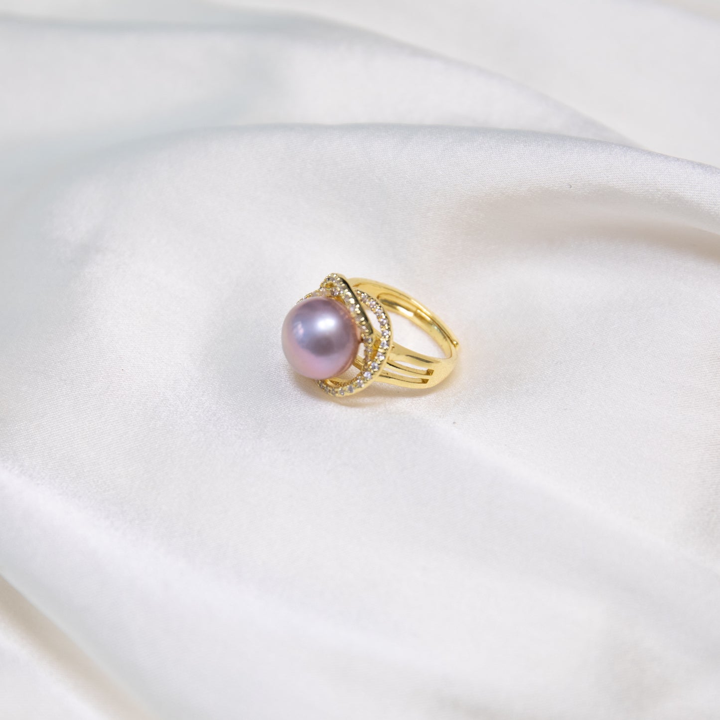 Purple Round 12mm AAA Edison Pearl on Crossed Circles Setting