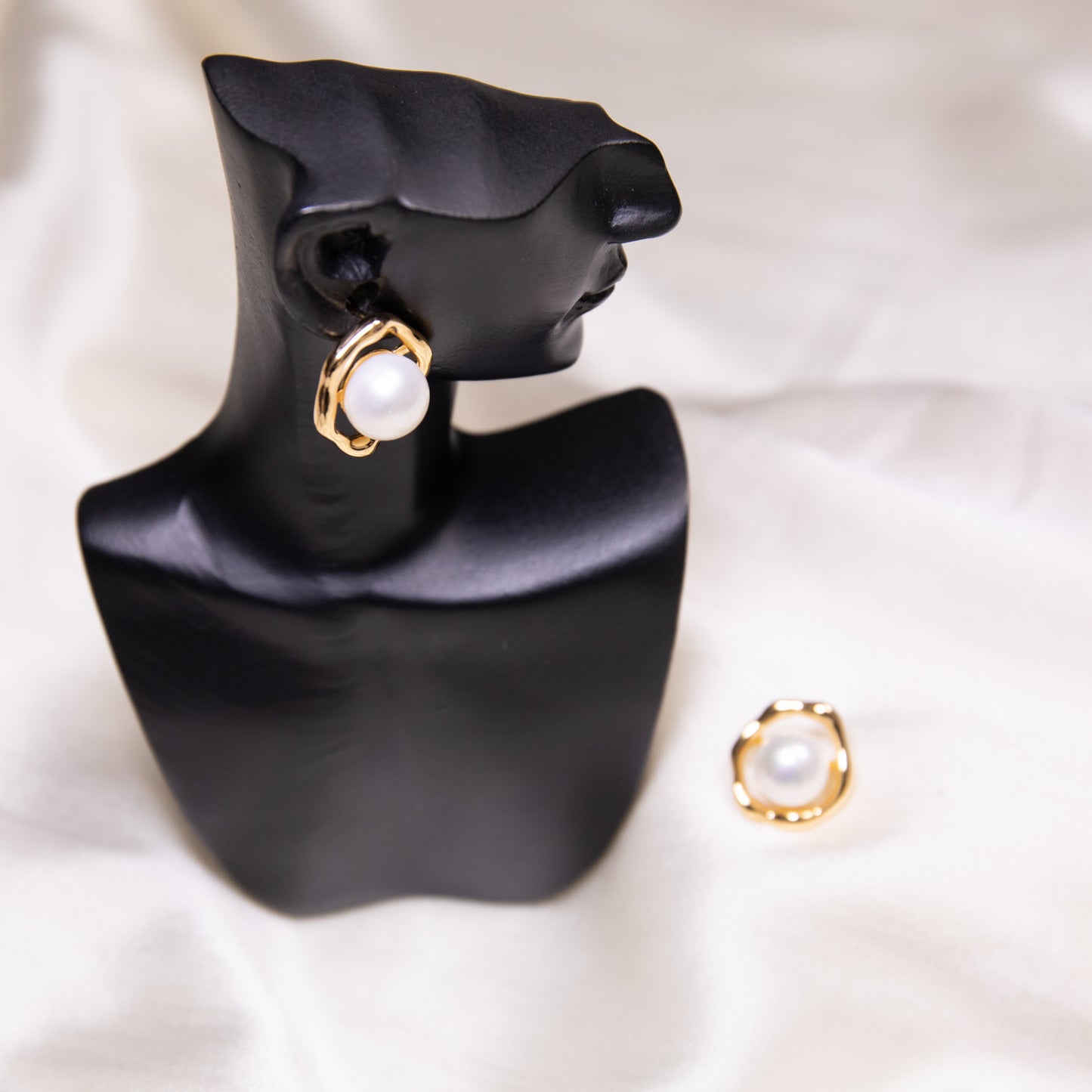 Sunny-Side Up Gold Pearl Stud Earrings