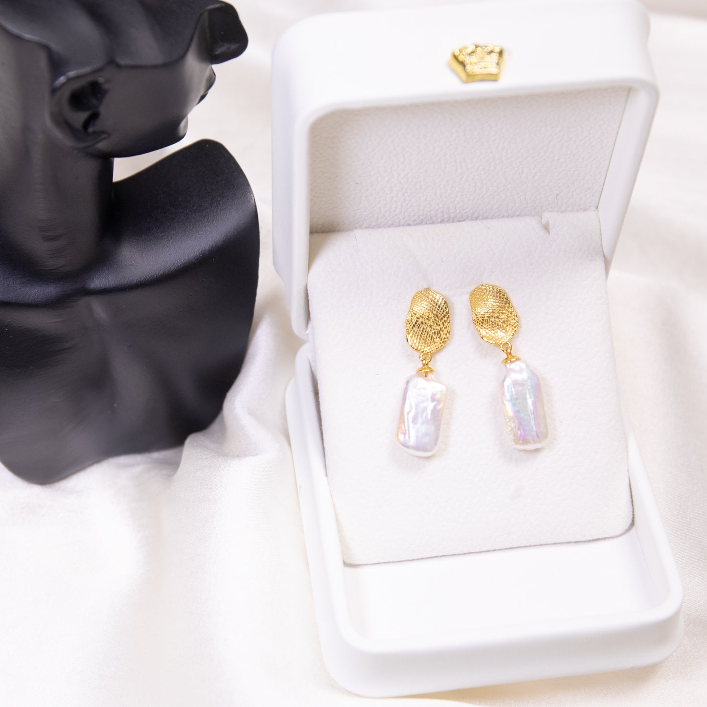 Rainbow Rectangle Baroque Pearl Earrings Dangle