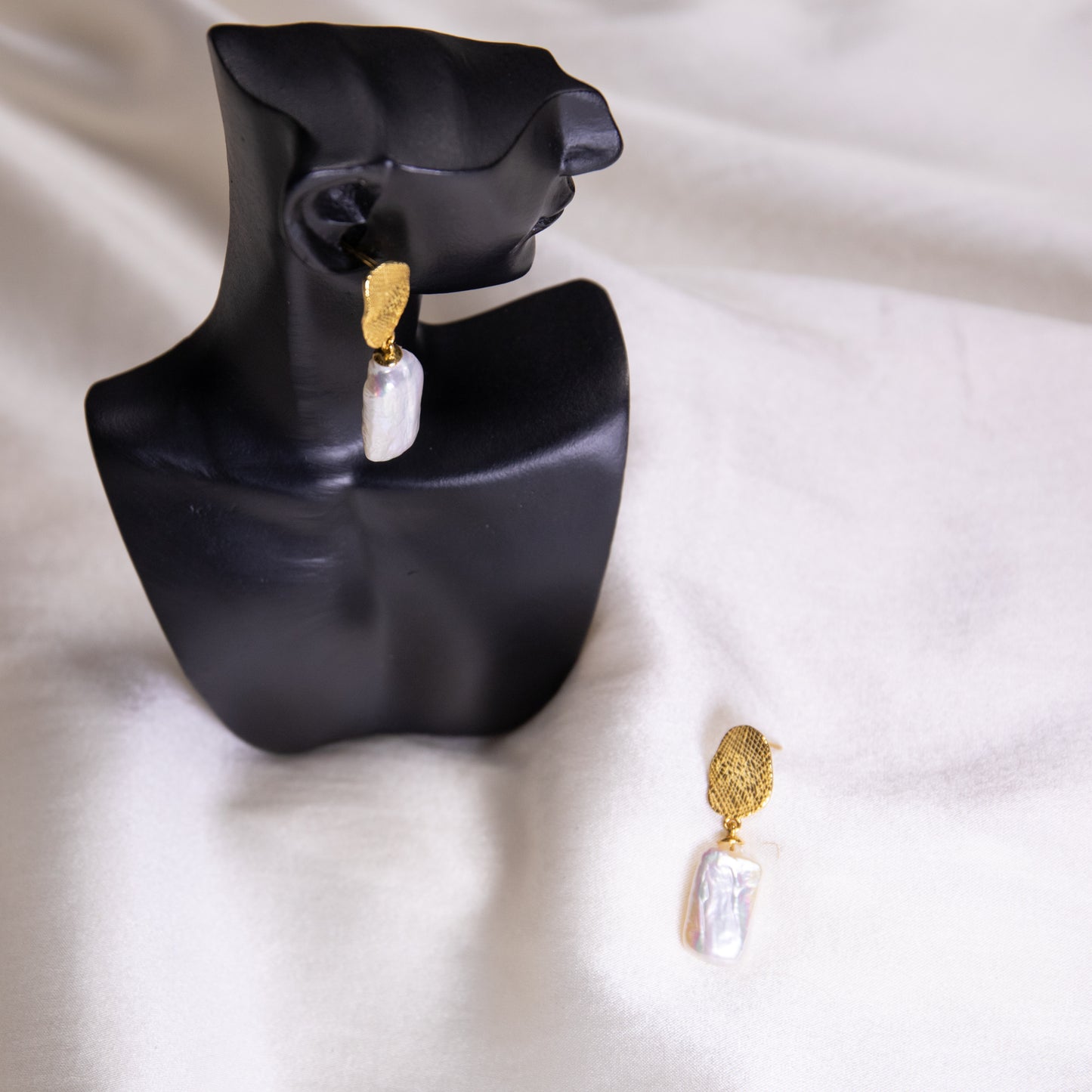 Rainbow Rectangle Baroque Pearl Earrings Dangle