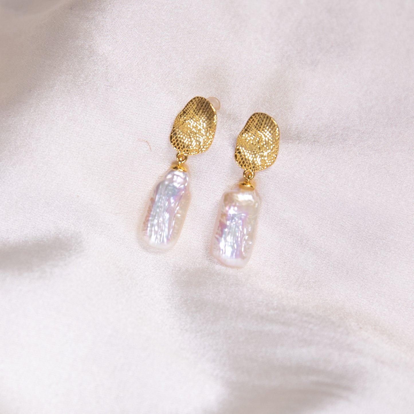 Rainbow Rectangle Baroque Pearl Earrings Dangle