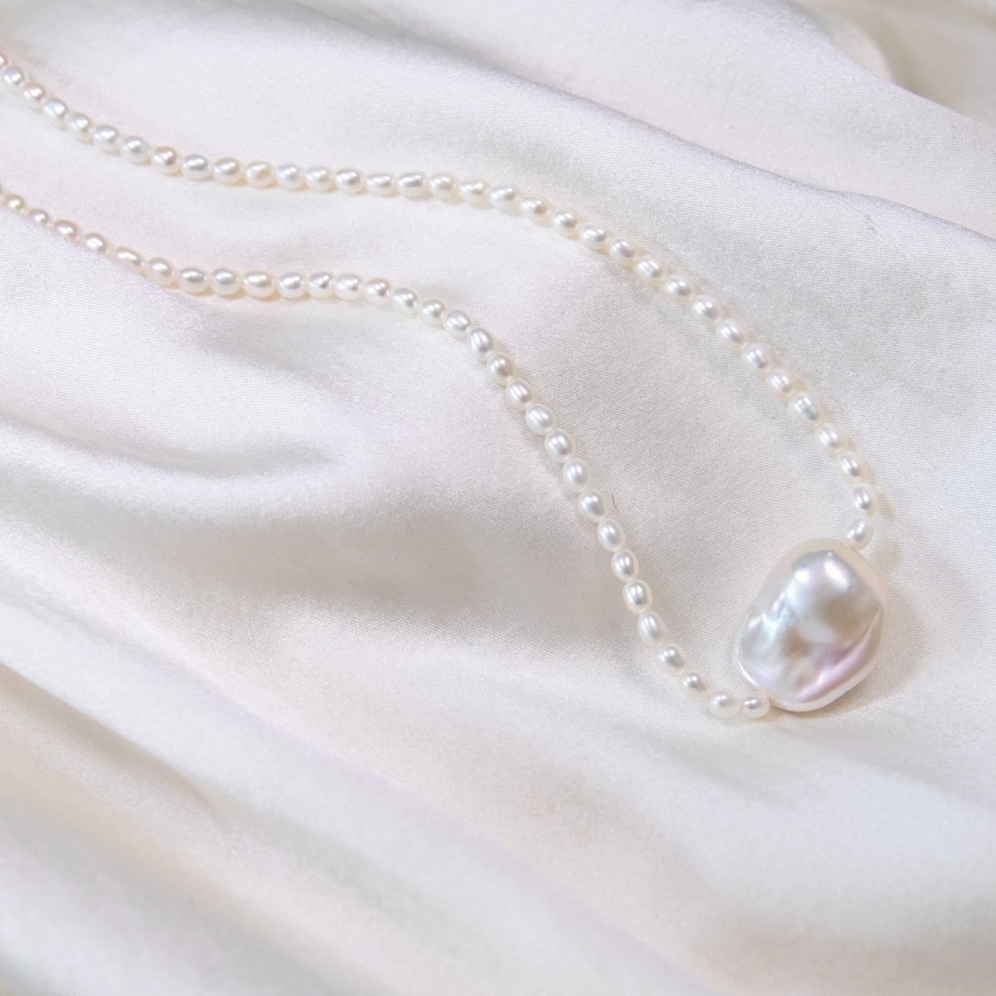 Large Baroque on Oval Freshwater Pearl Necklace