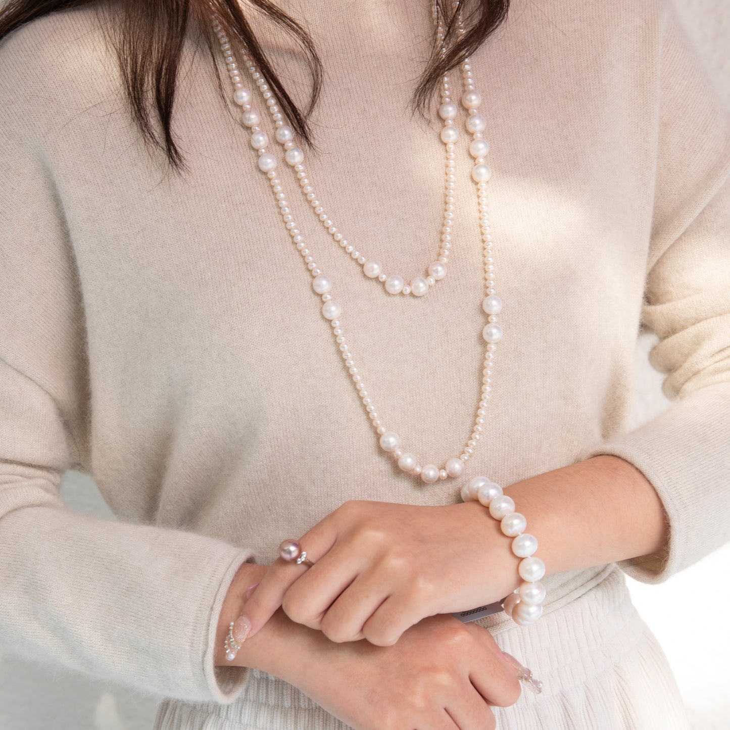 14mm Round White Pearl Bracelet