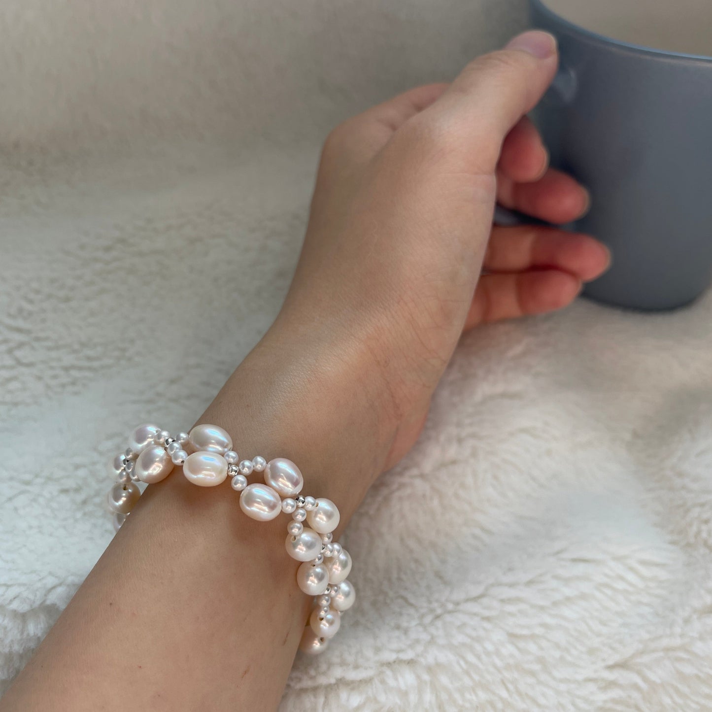 Twist Bridal Oval Pearls Bracelet