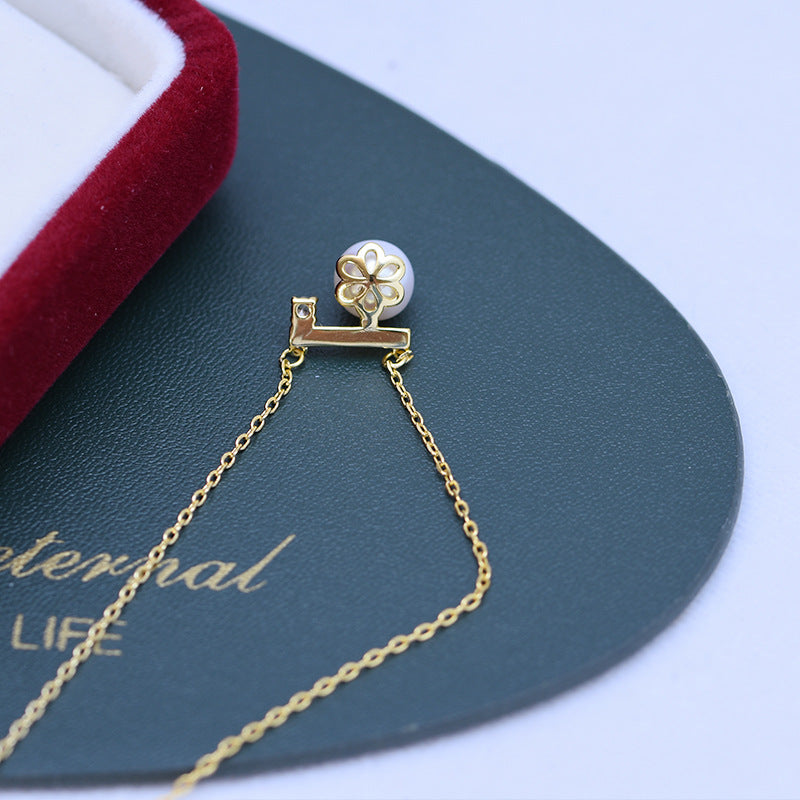 Balance Beam 8mm AAA Freshwater Pearl Pendant Necklace