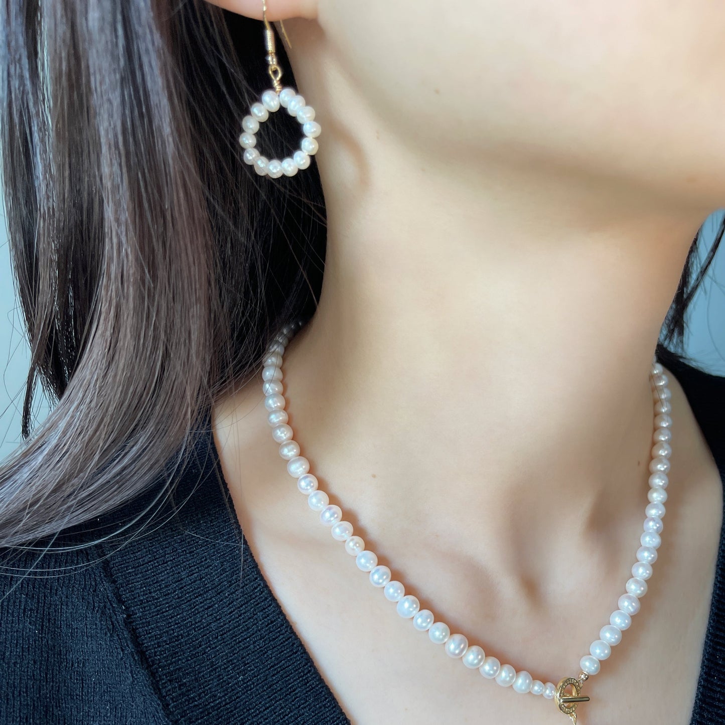 Pearl Circle Earring Dangle
